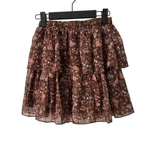 NIB Moon & Stars Girls Tiered Floral Skirt in Chocolate Stitch Fix- Med (10-12)